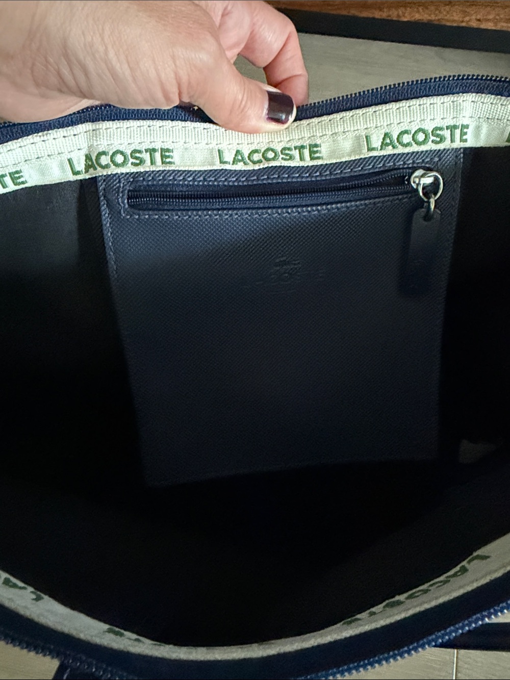 Lacoste Navy Blue Logo Tote Bag - Picture 6 of 7